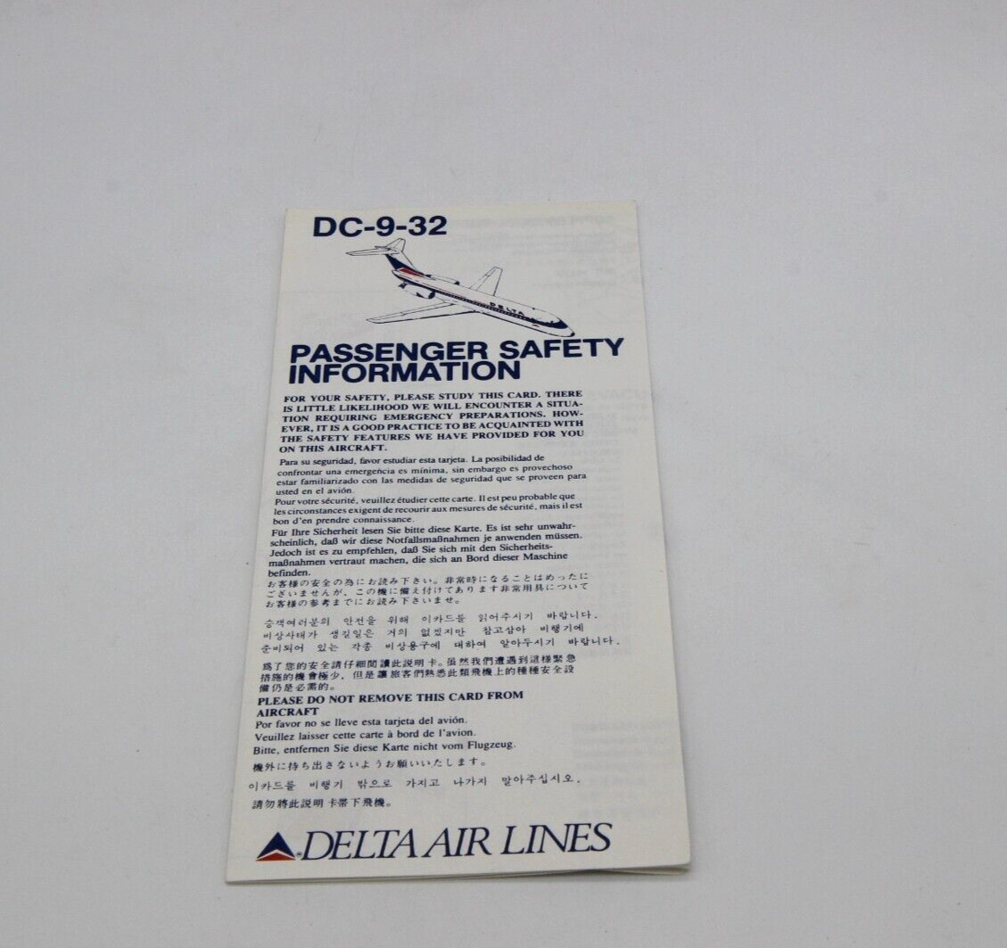 Airline Safety Card - Delta - DC-9-32