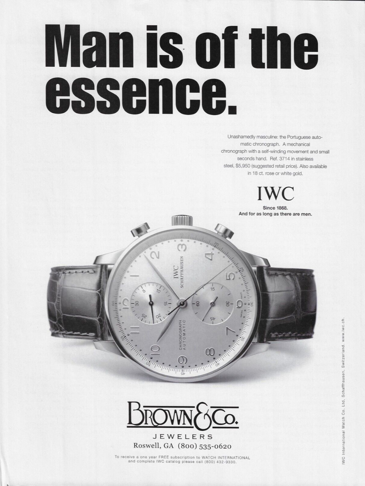 2001 IWC International Watch Co D Man is of the Essence Photo Vintage Print Ad x