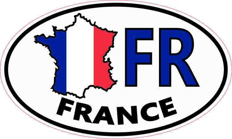 5X3 Oval FR France Sticker Vinyl Travel Vehicle Bumper Flags Cup Flag Map Decal