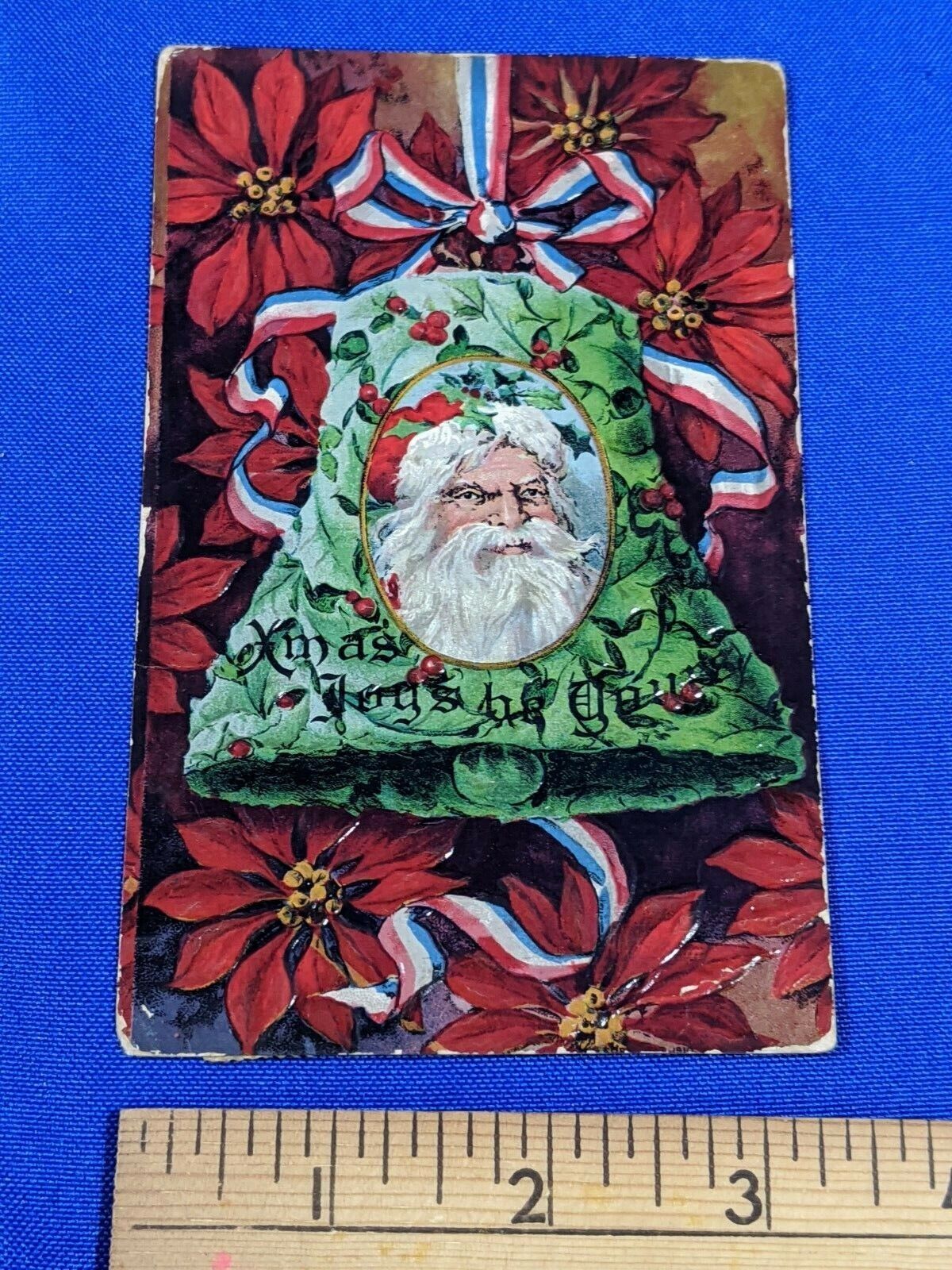 1912 Early Creepy Santa Claus St Nick Postcard 1900s Xmas Joys Be Yours 