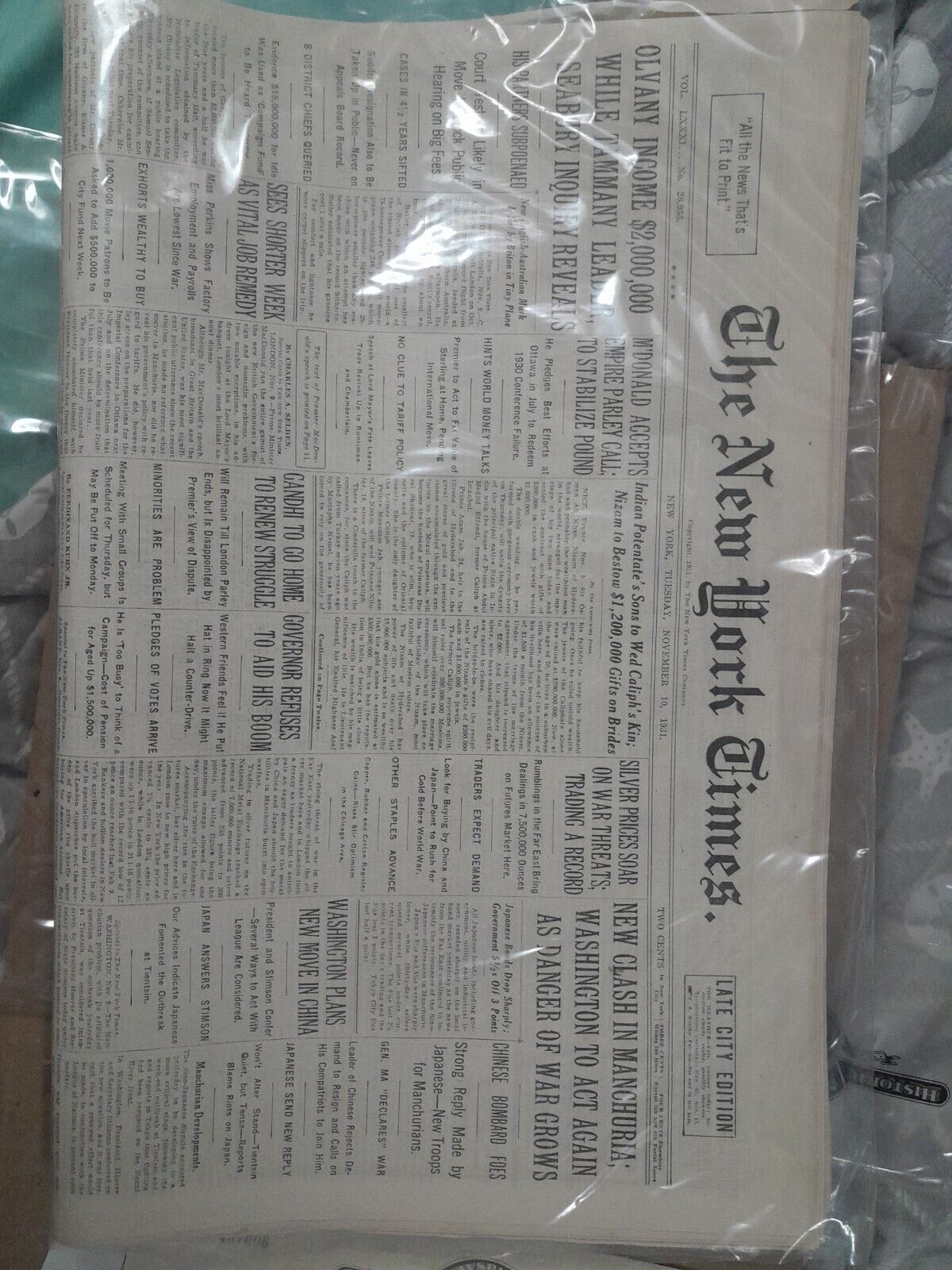 1931 vintage newspaper