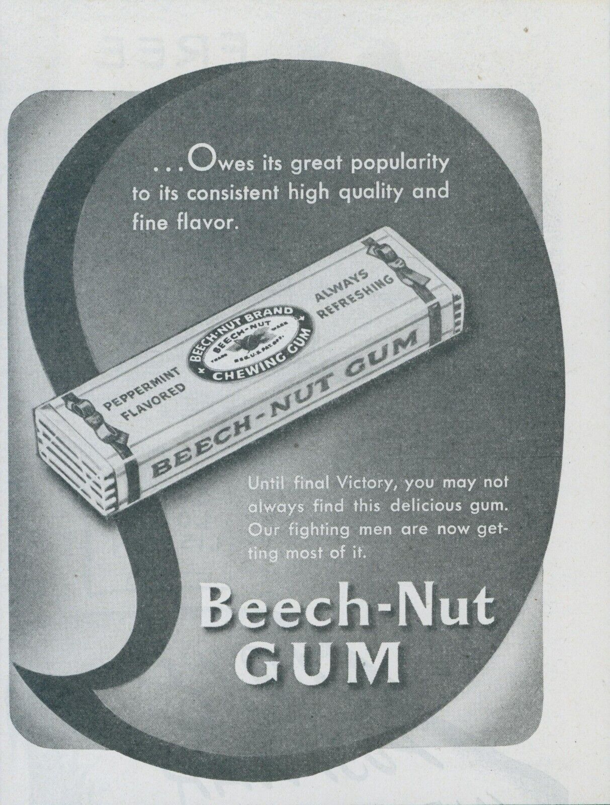 1945 Beech Nut Gum Peppermint Victory Fighting Men WWII Vintage Print Ad C3