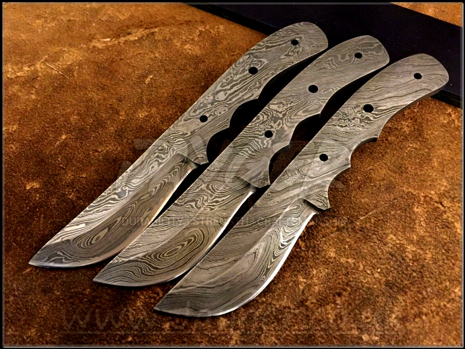 Lot 3 Handmade Pattern Welded Damascus Steel Blank Blades-Knife Supplies-B62
