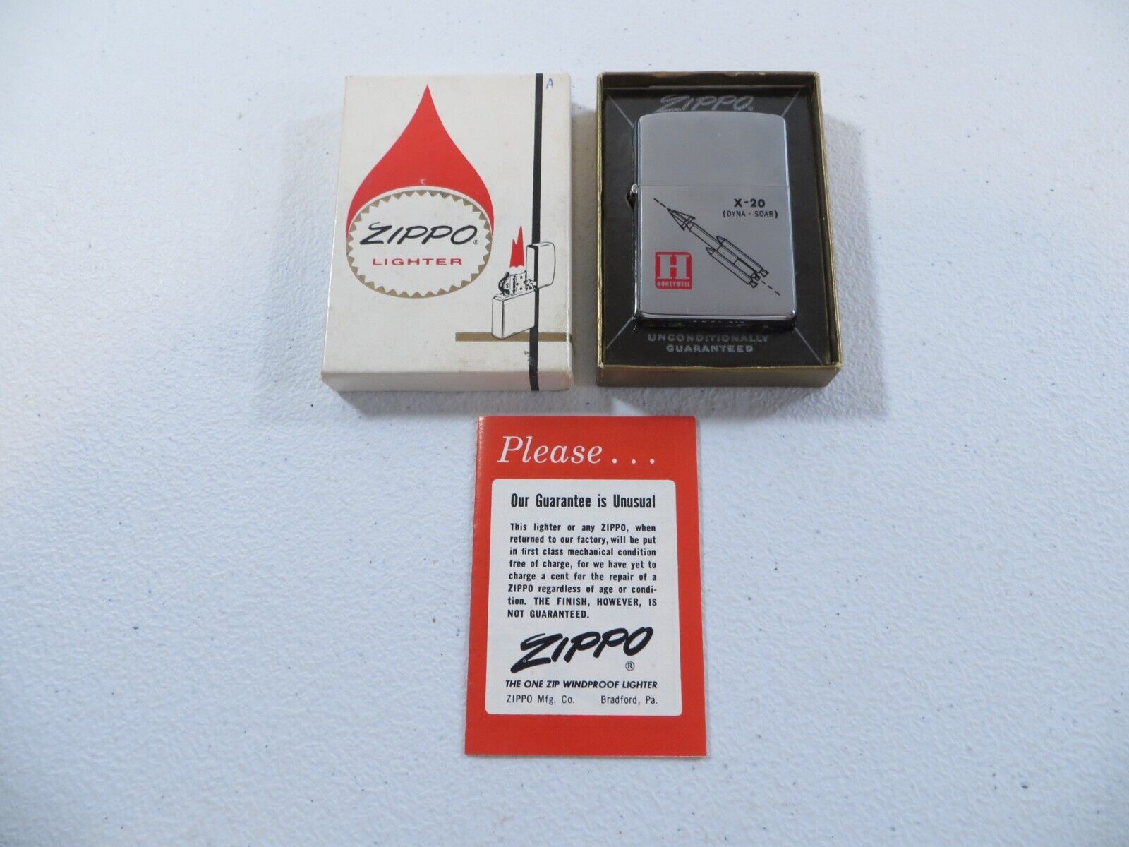 Rare 1962 Honeywell X-20 Dyna-Soar Zippo Lighter W/ Box Unfired? READ