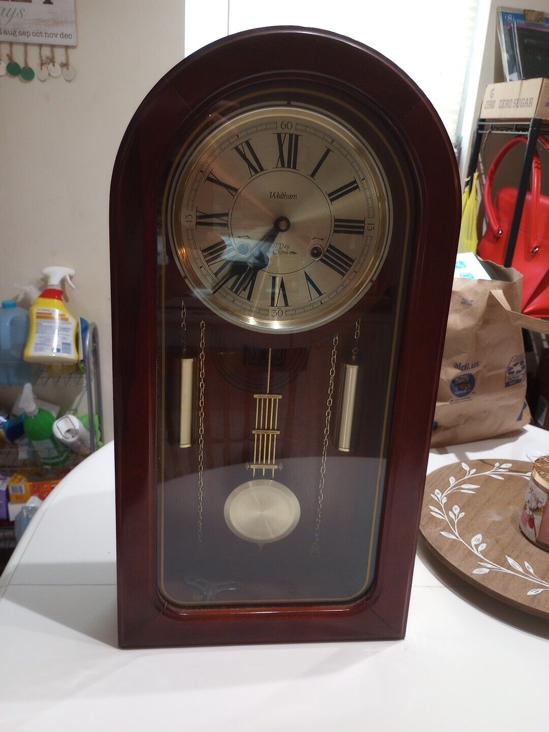 VINTAGE WALTHAM 31 DAY WINDING WALL CLOCK WITH CHIMES, MADE IN KOREA. PleaseRead