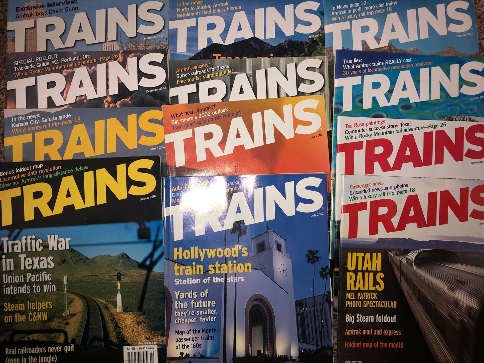 Trains 2002 Magazine 12 Issues Magazines