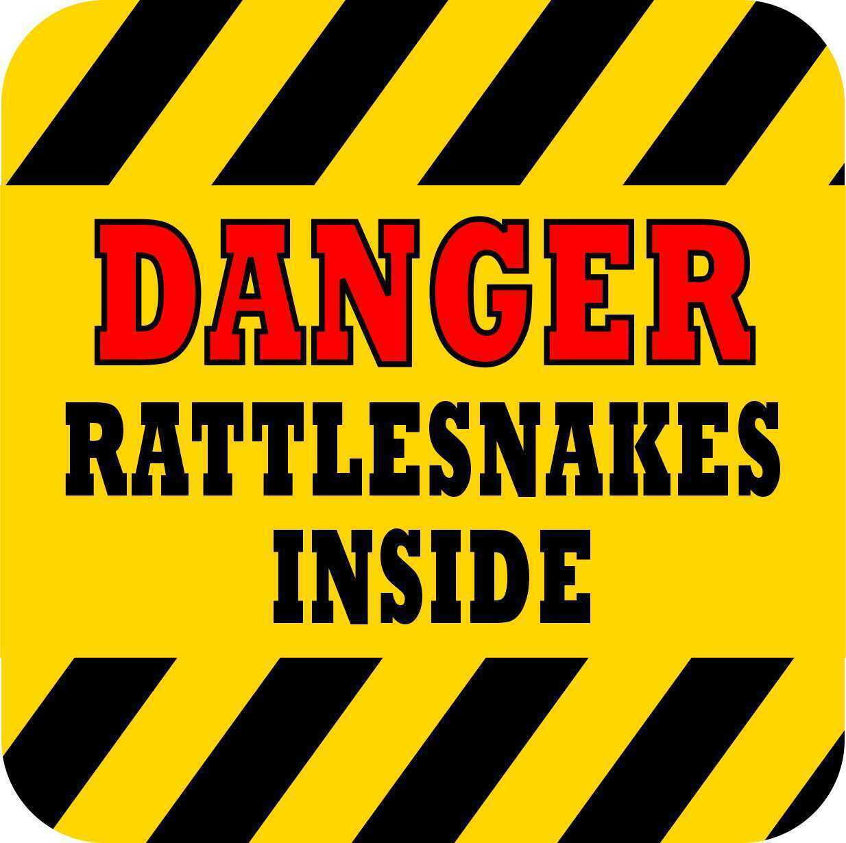 4in x 4in Danger Rattlesnakes Inside Vinyl Sticker Car Vehicle Bumper Decal