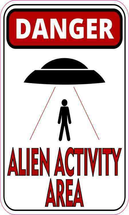 3x5 Black and Red Danger Alien Activity Area Magnet Space Aliens UFO Car Magnets