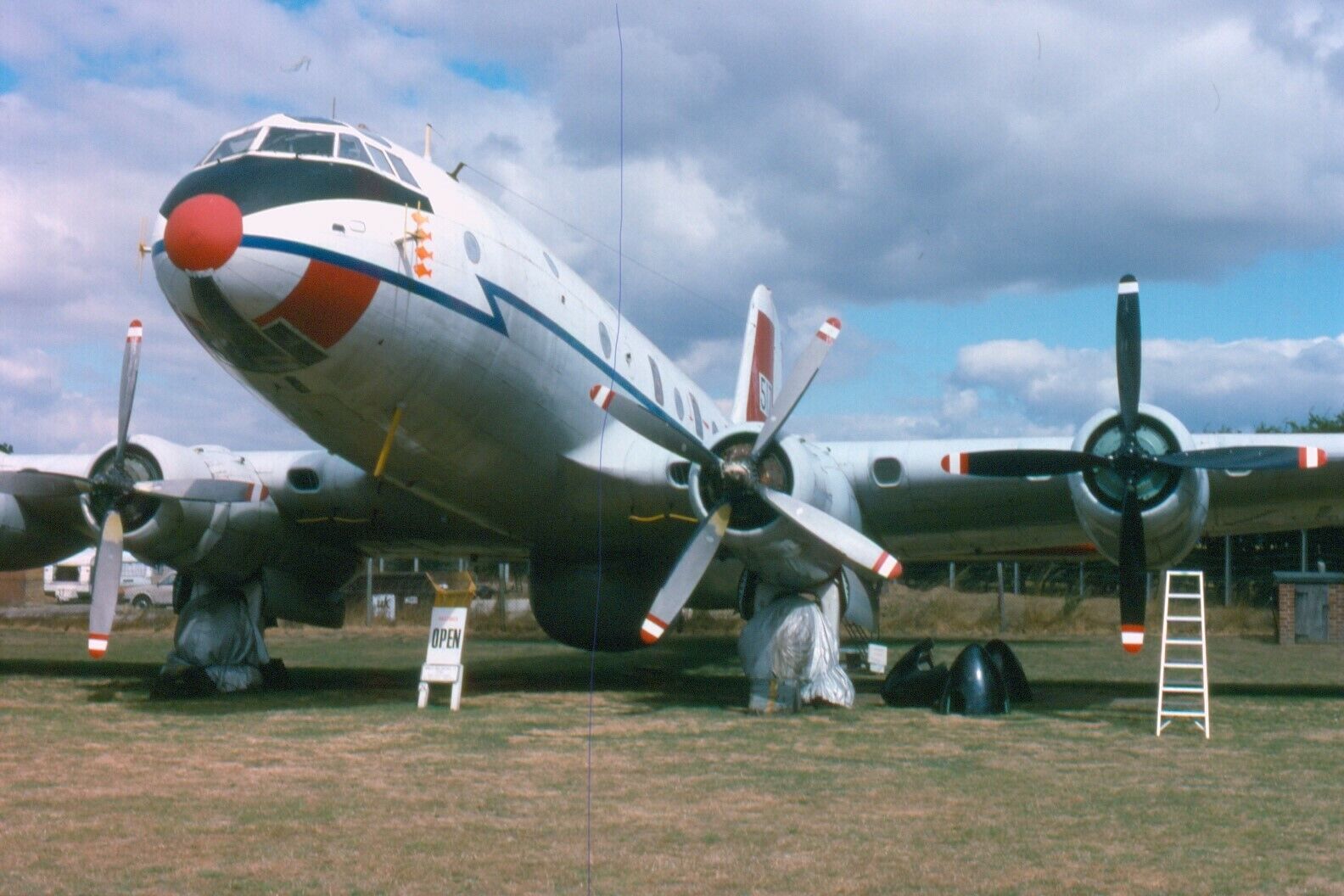 ORIGINAL MILITARY AIRCRAFT PLANE COLOUR SLIDE OF AN RAF HASTINGS AT NEWARK 1995.