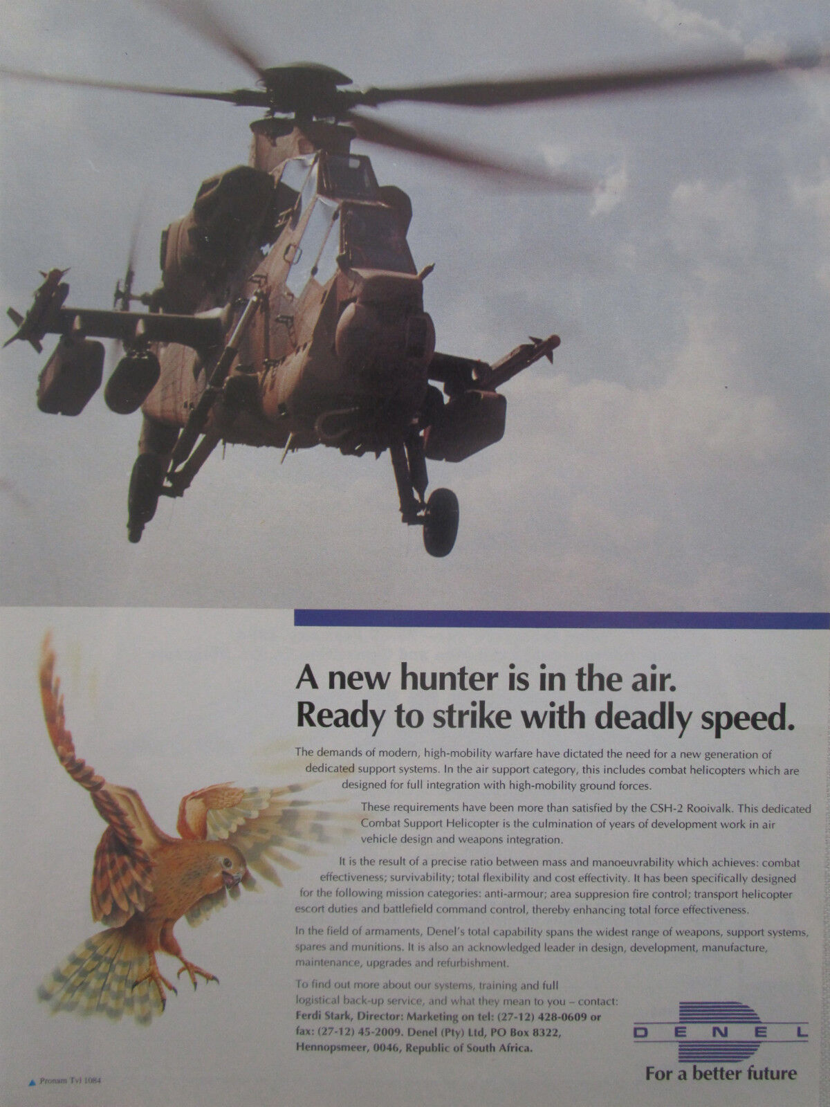 6/1993 PUB DENEL SOUTH AFRICA DEFENSE CSH-2 ROOIVALK ATTACK HELICOPTER AD