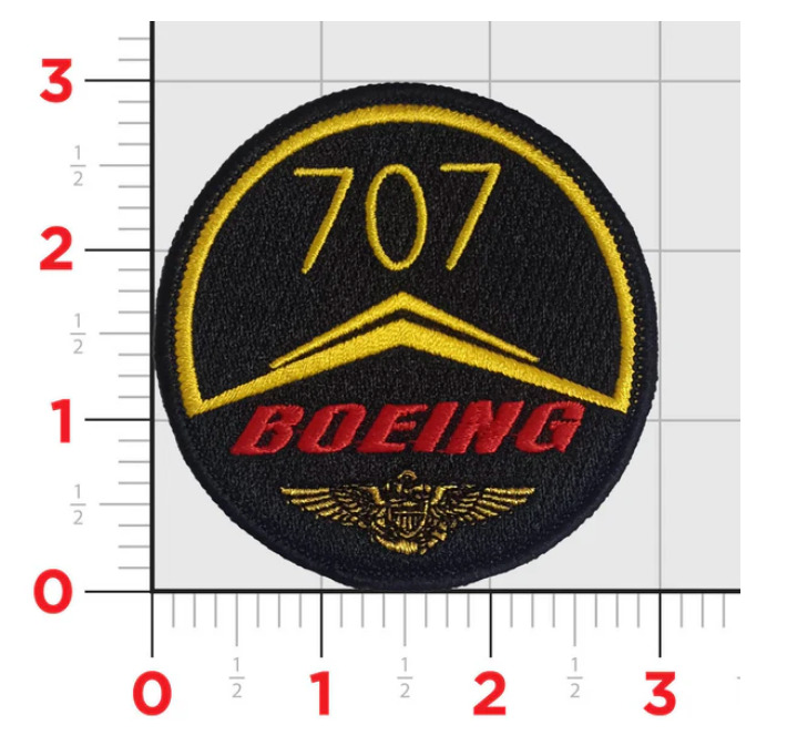 EMBROIDERED BOEING 707 ROUND SHOULDER PATCH WITH HOOK & LOOP