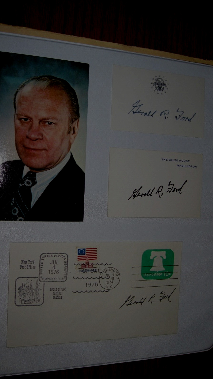 GERALD FORD WHITE HOUSE CARD  VP & PRES., FDC PRINTED SIGNATURES 