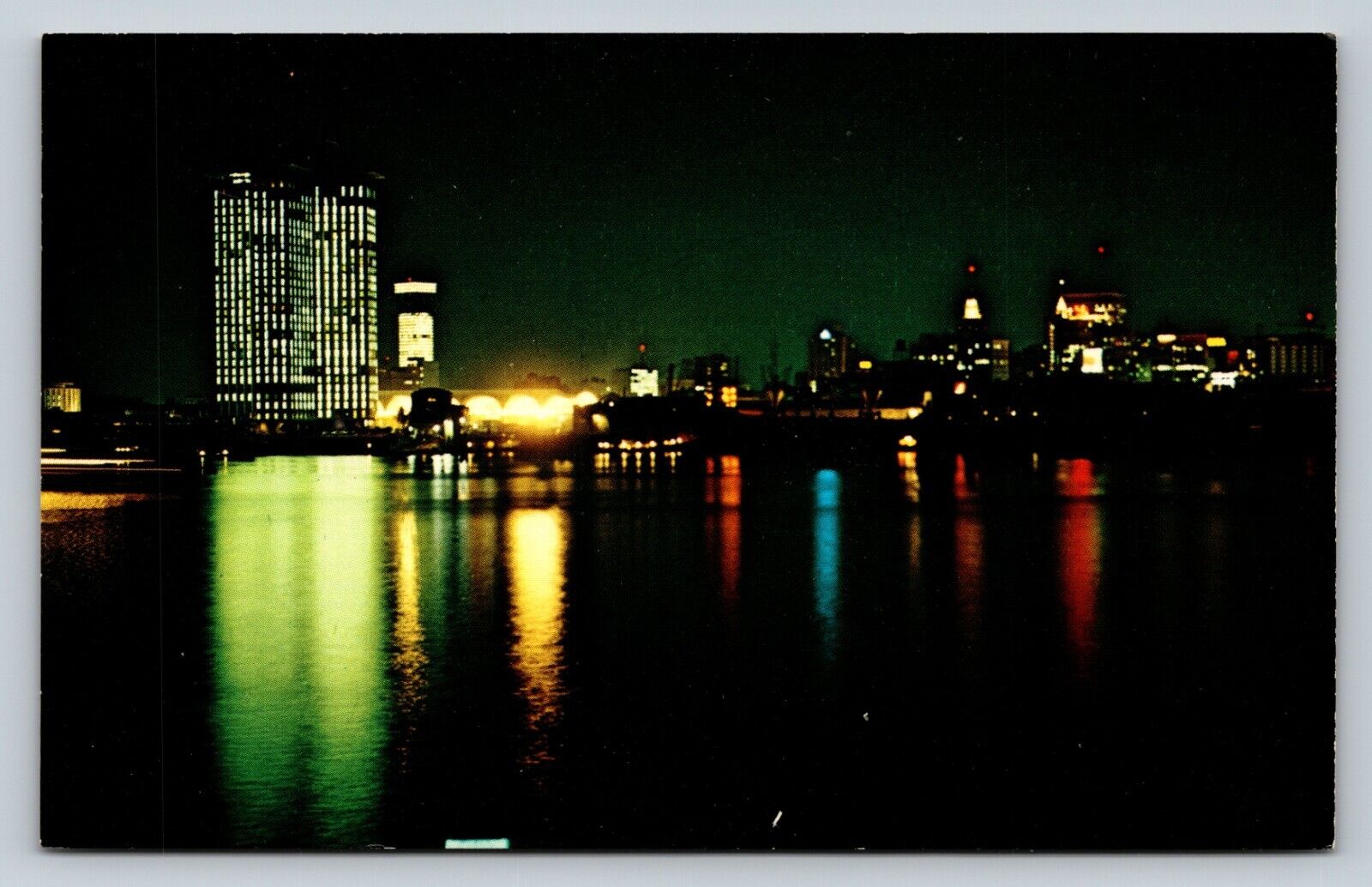 Night View of NEW ORLEANS Skyline in Louisiana Vintage Postcard 0655