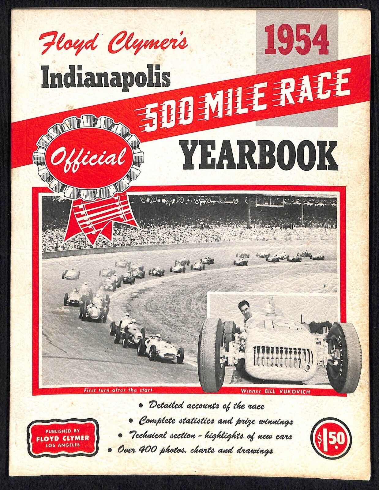 1954 Indy 500 Floyd Clymer\'s Indianapolis 500 Mile Yearbook IMS 111pp. VGC