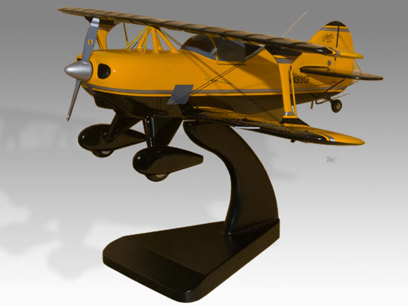 Pitts S-1T Solid Kiln Dried Mahogany Wood Replica Airplane Desktop Model 