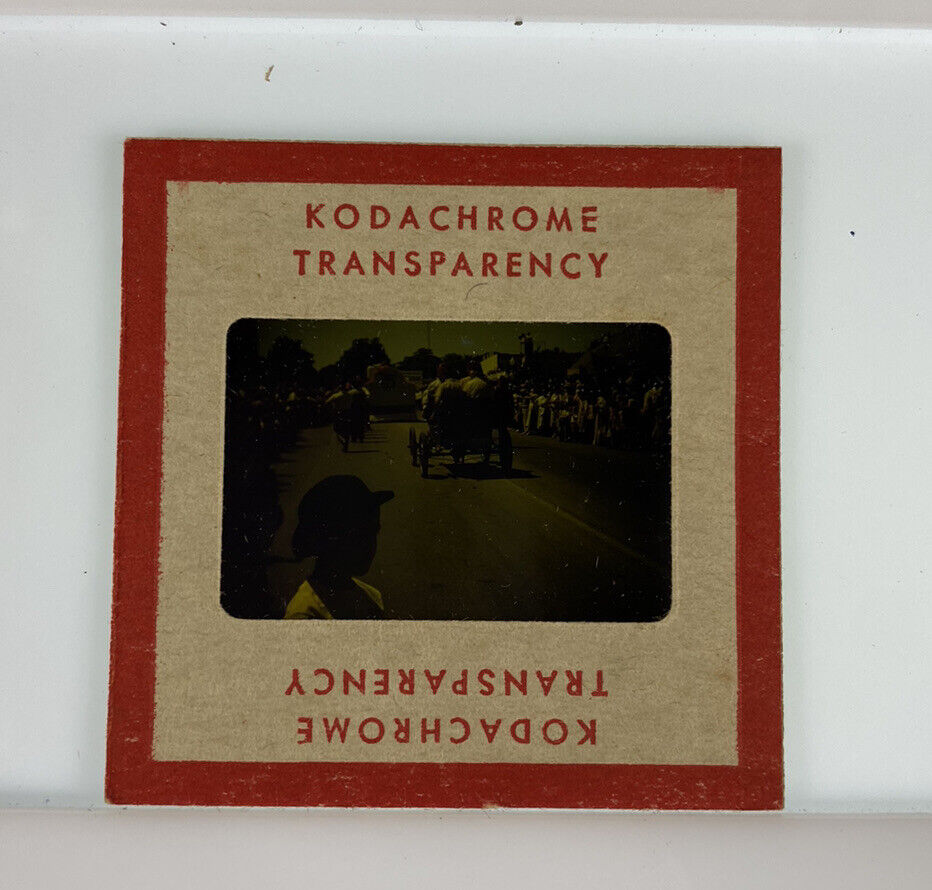 Vintage Kodachrome Transparency Original 35 mm Photo People On Vehicle Parade