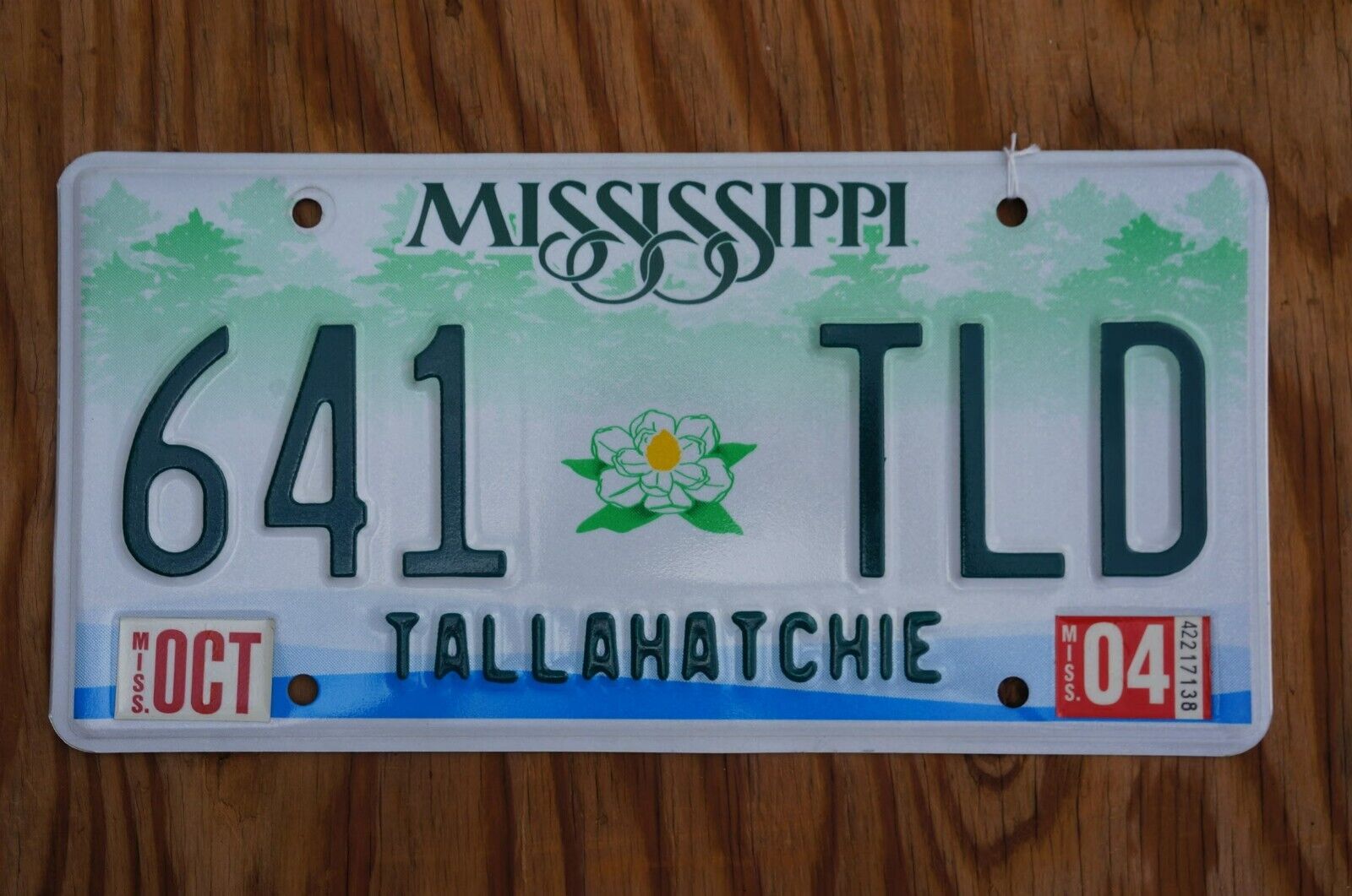 One or More - Mississippi MAGNOLIA Flower Green Graphic License Plate