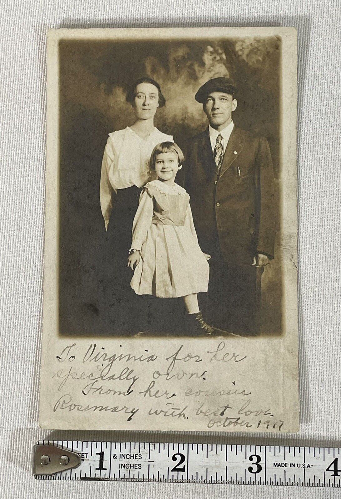 Antique Real Photo Postcard- Portrait, Family With Daughter RPPC, Joplin