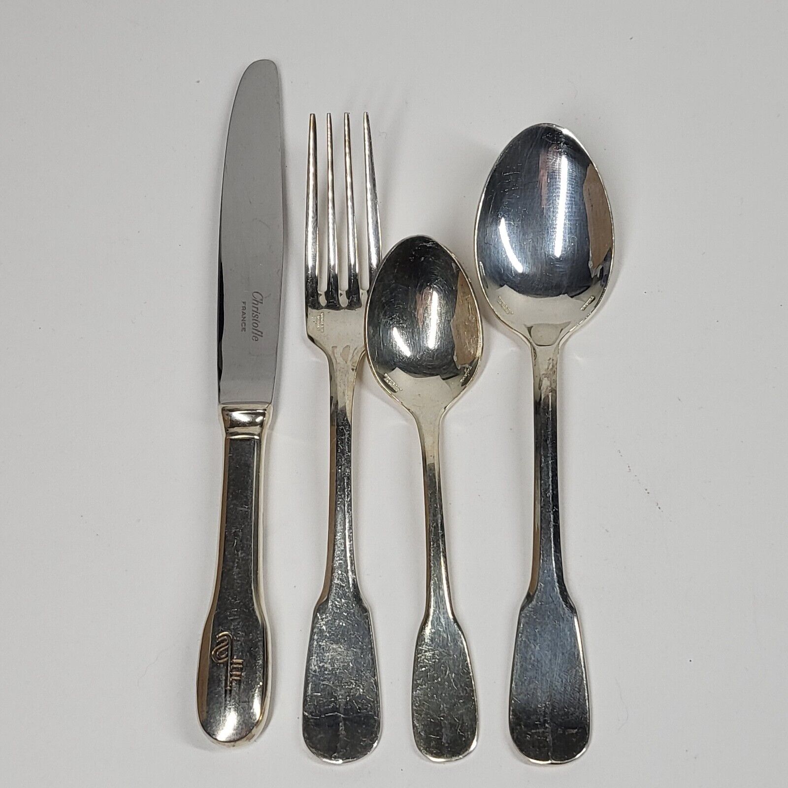 Air France Christofle Cluny Flatware Set 4pc First Class Meal Silverplate
