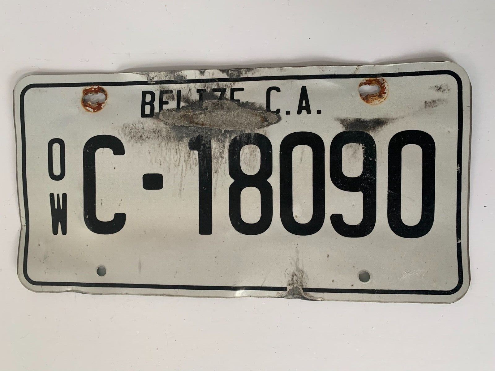 2000\'s Belize C.A. License Plate #OW C-18090