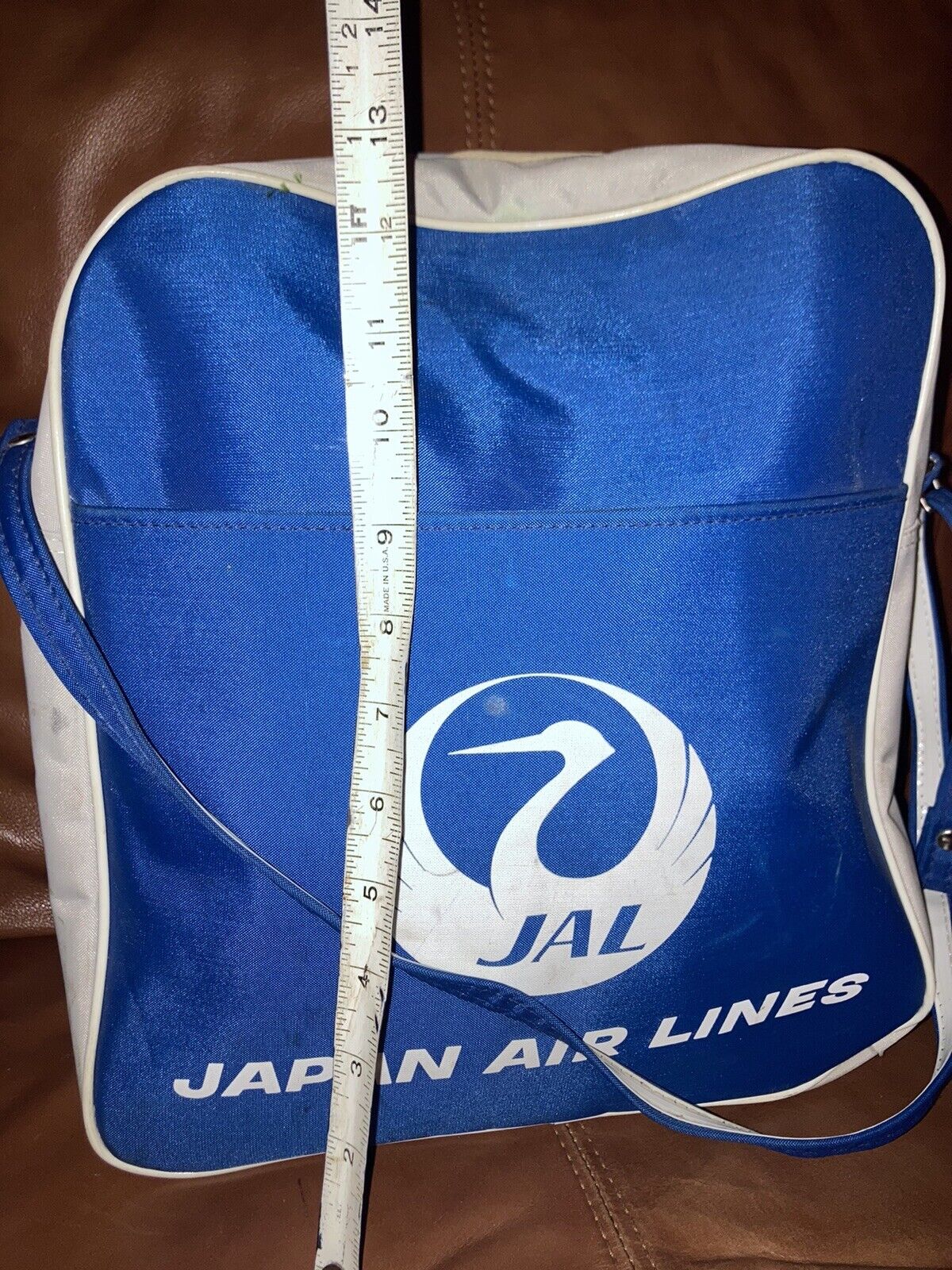 Vintage 1970’s Japan Airlines Blue White JAL Flight Travel Shoulder Bag