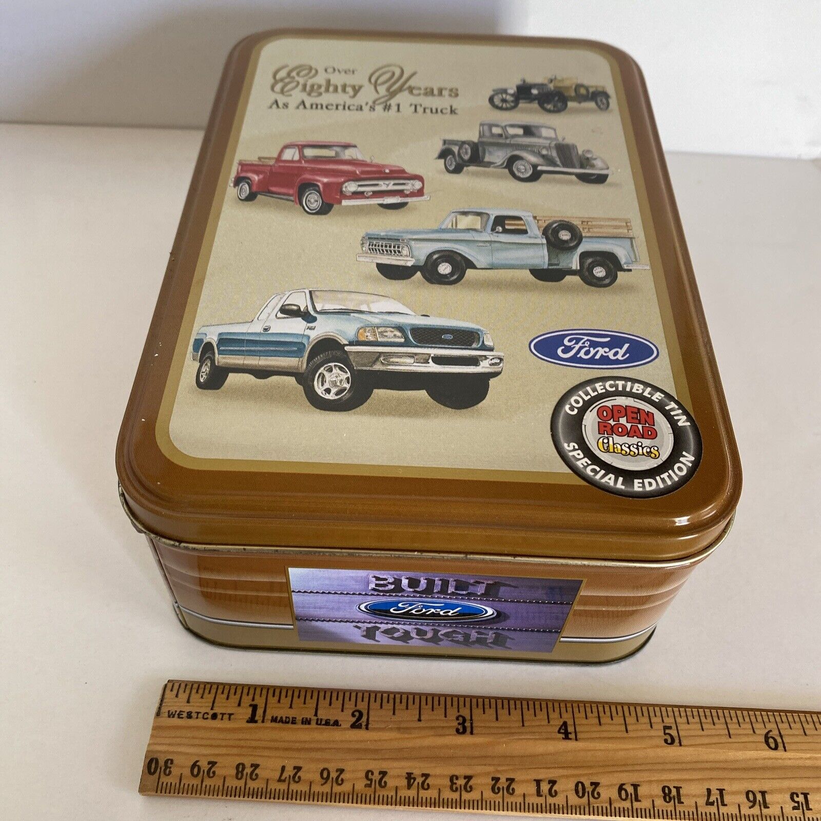 Vintage Ford Trucks Built Tough Collectible Lunch Box Metal Tin