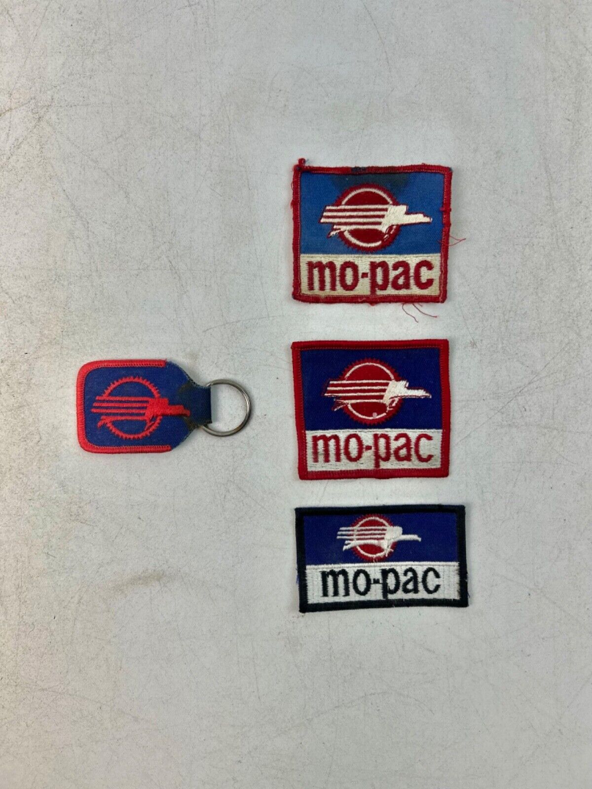 Vintage Set Of 3 Missouri Pacific (Mo-Pac) Patches & 1 Key Chain