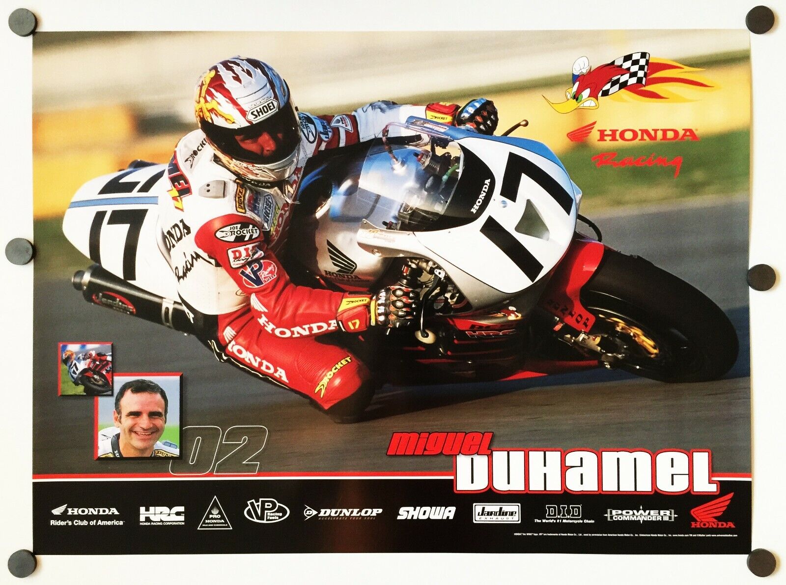 Vintage Poster 2002 Honda Racing RC51 Superbike Miguel DuHamel HRC