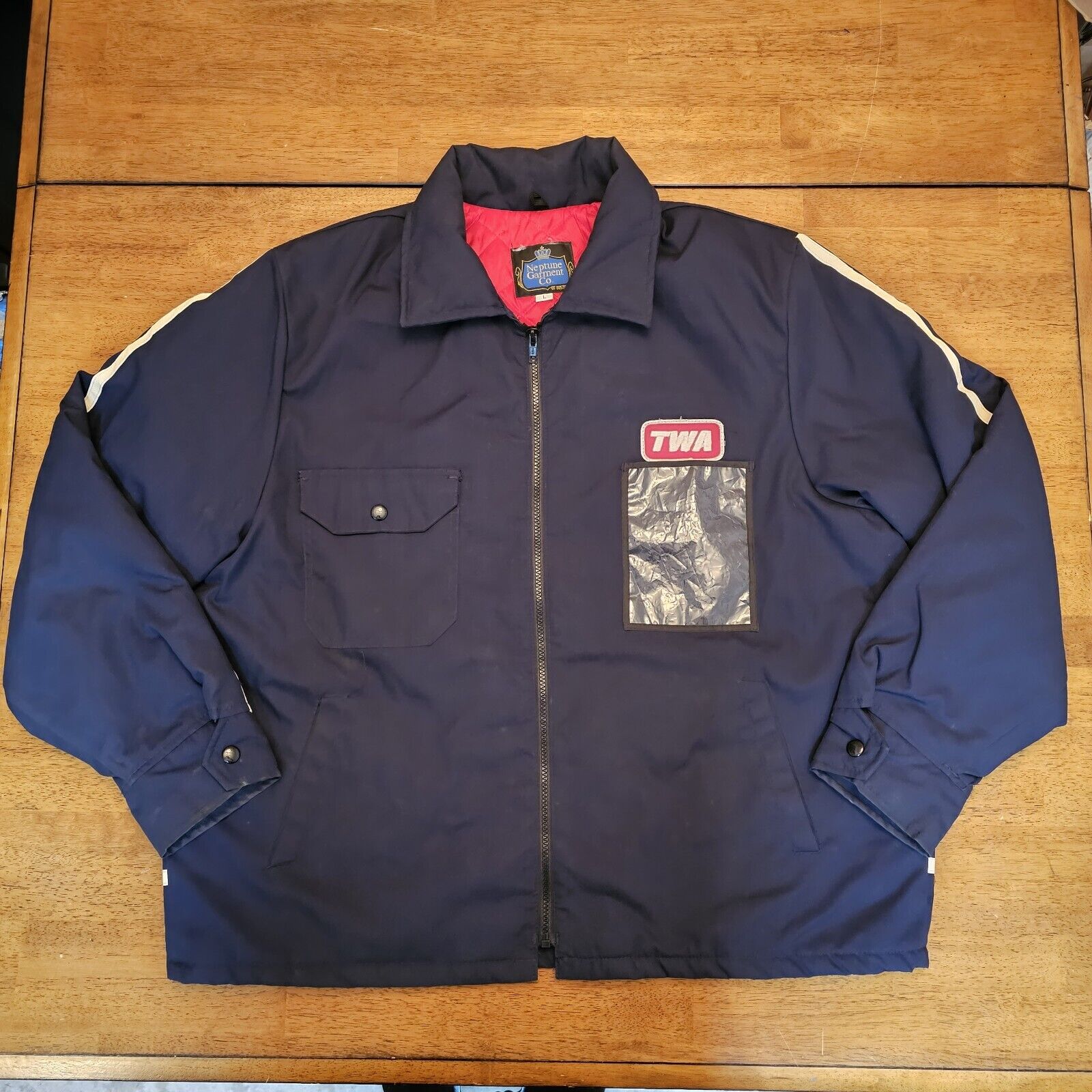 Vtg TWA AIRLINES Uniform Ramp Crew Jacket Neptune Garment Co Of Boston Mens L 
