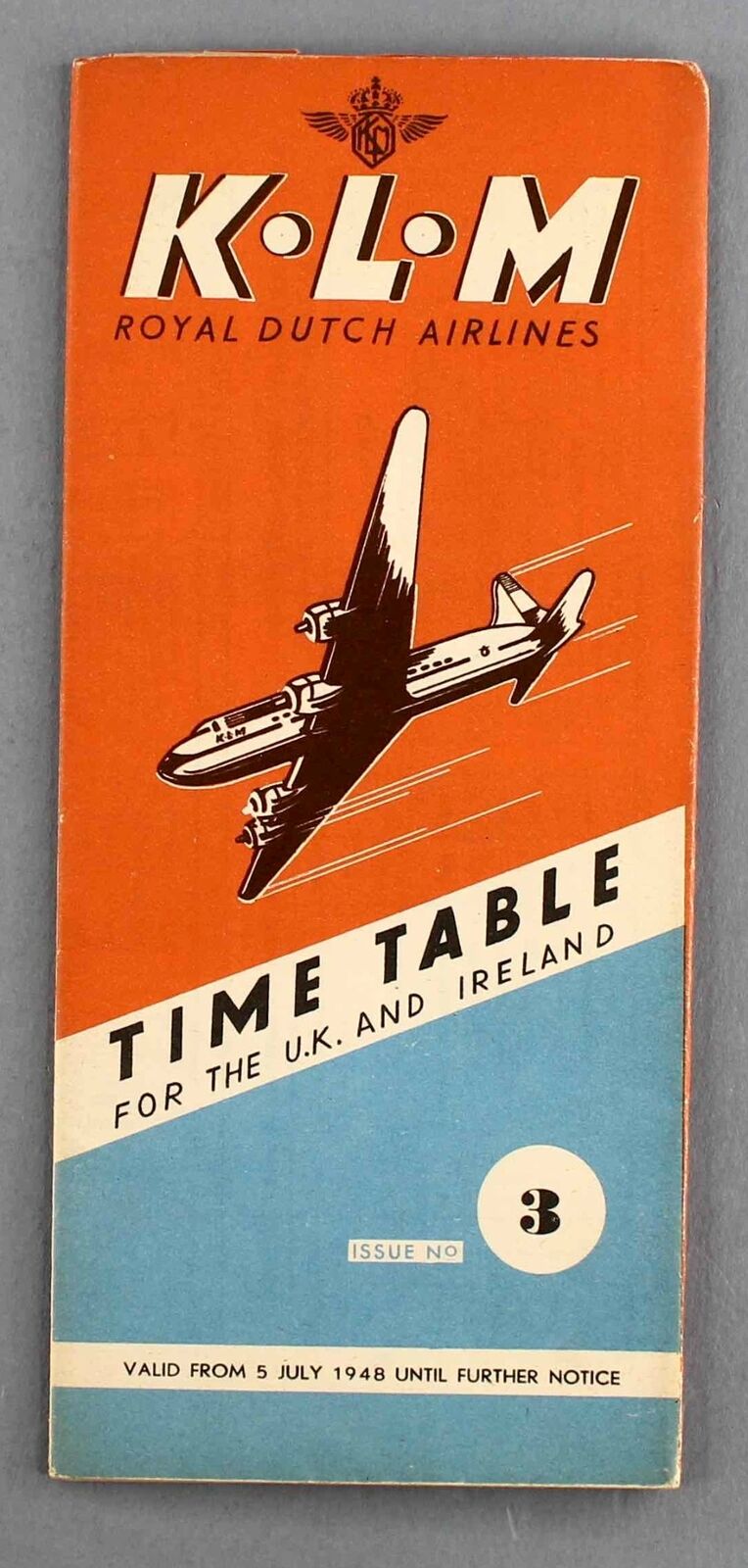 KLM TIMETABLE JULY 1948 UK & IRELAND AIRLINE SCHEDULE ROYAL DUTCH AIRLINES