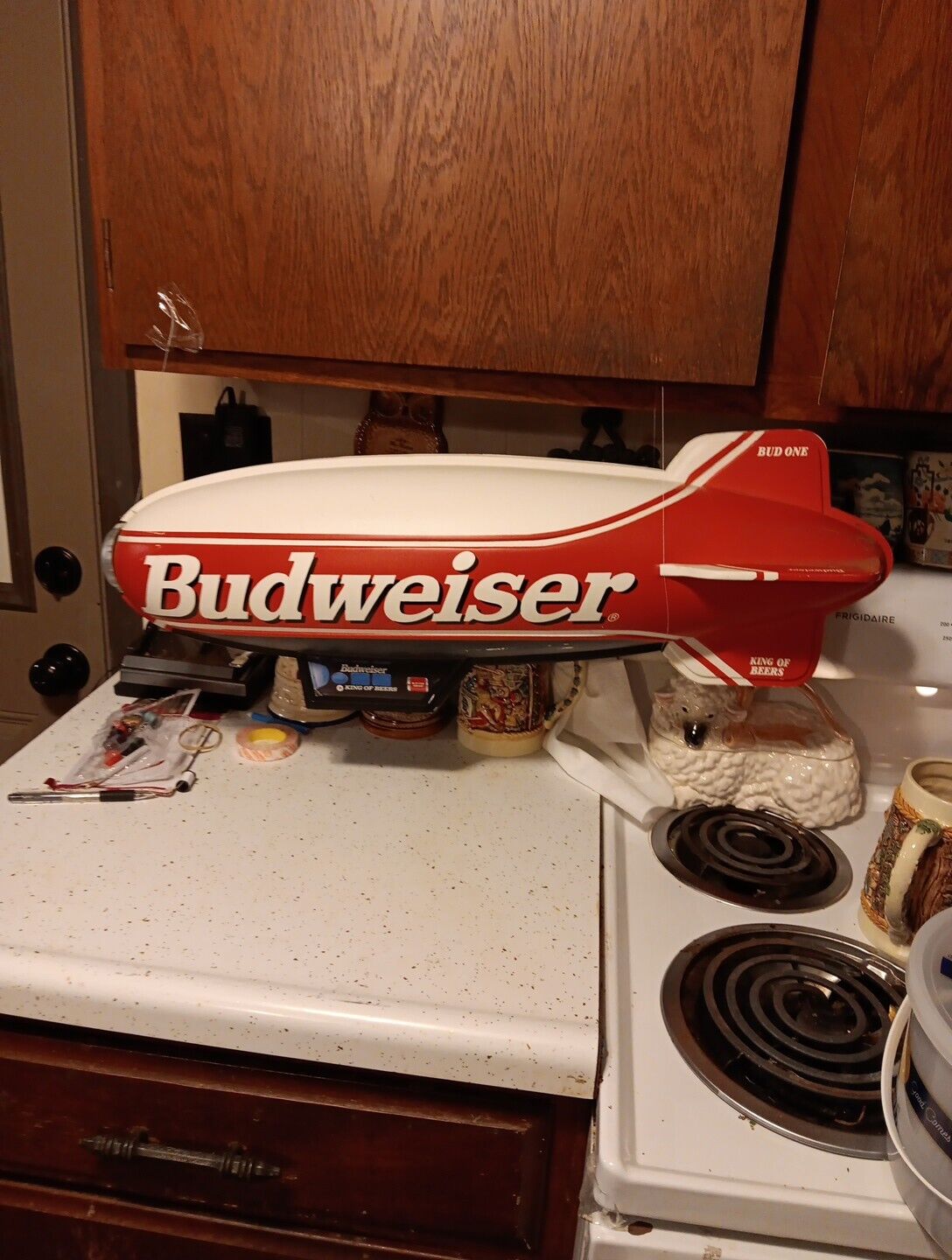 Bud One Blimp Airship Formed  Plastic Budweiser Display 26” Sign Not Inflatable