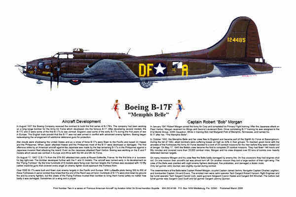 B-17F, Memphis Belle, P-51 Mustang Ace, two, Aviation Art Prints, Ernie Boyette