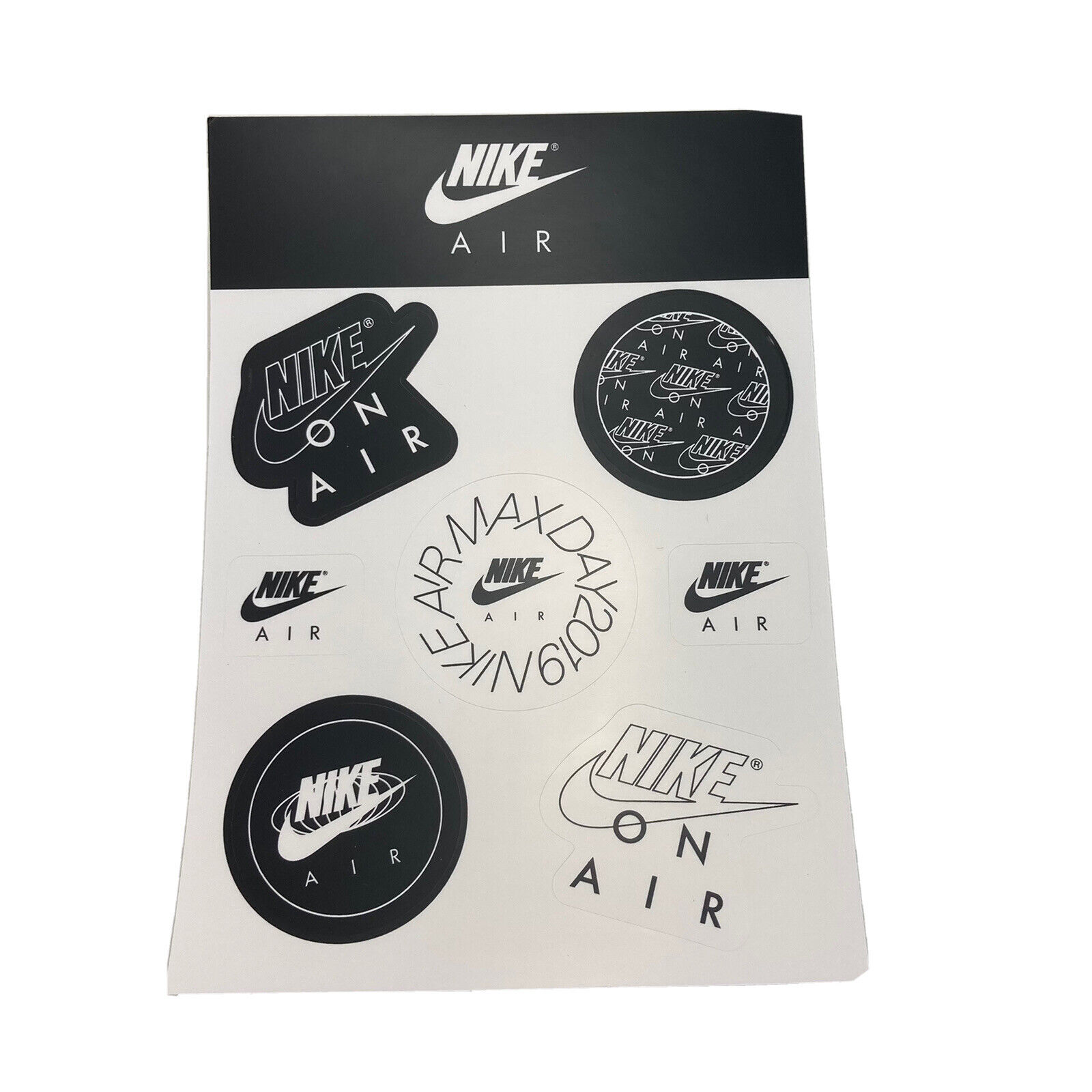 Nike Air Max Day 2019 On Air Swoosh Stickers Sheet Black White 7 Stickers