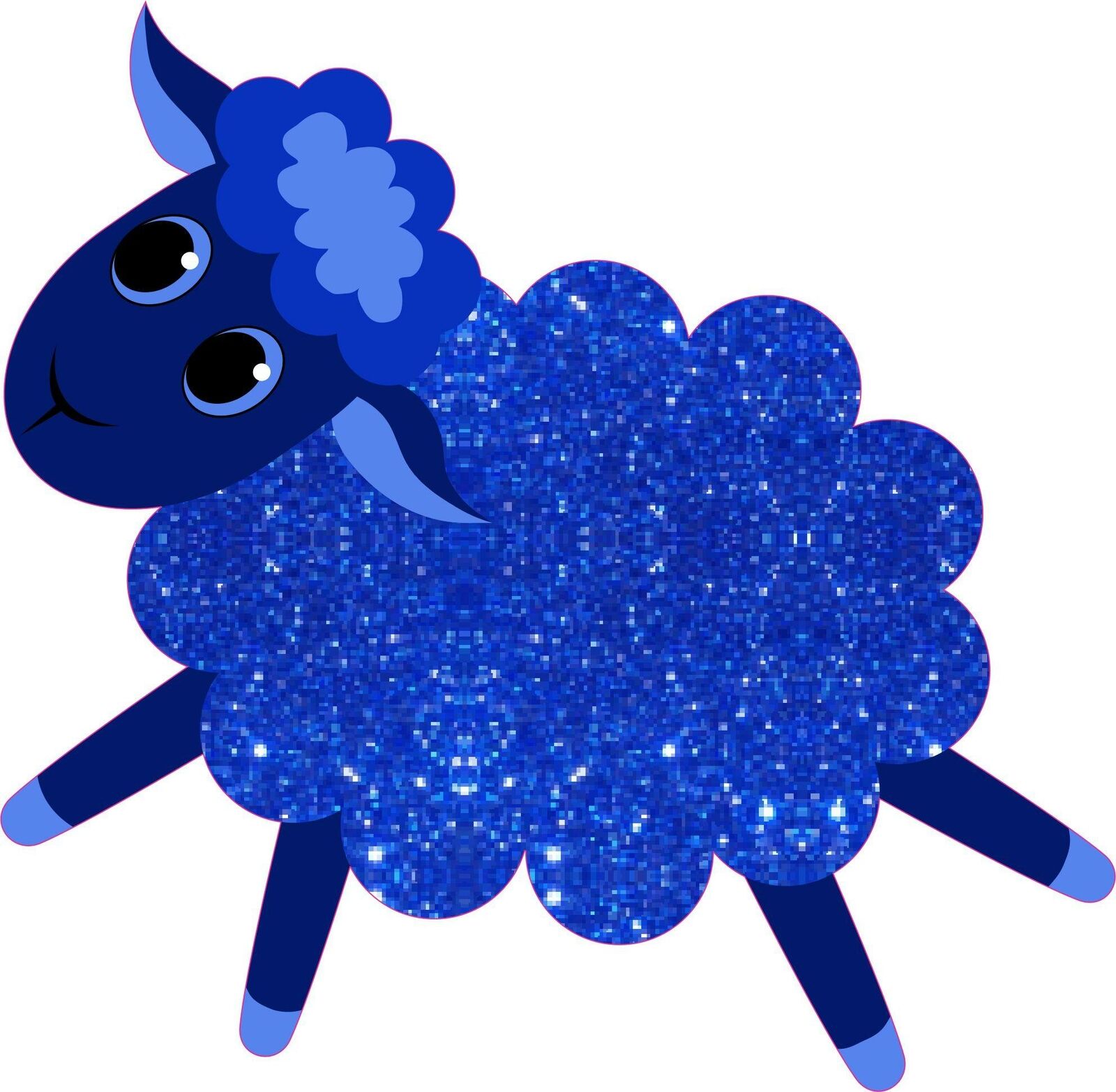 5inx5in Left Facing Blue Night Sky Die Cut Sheep Stickers Bumper Sticker