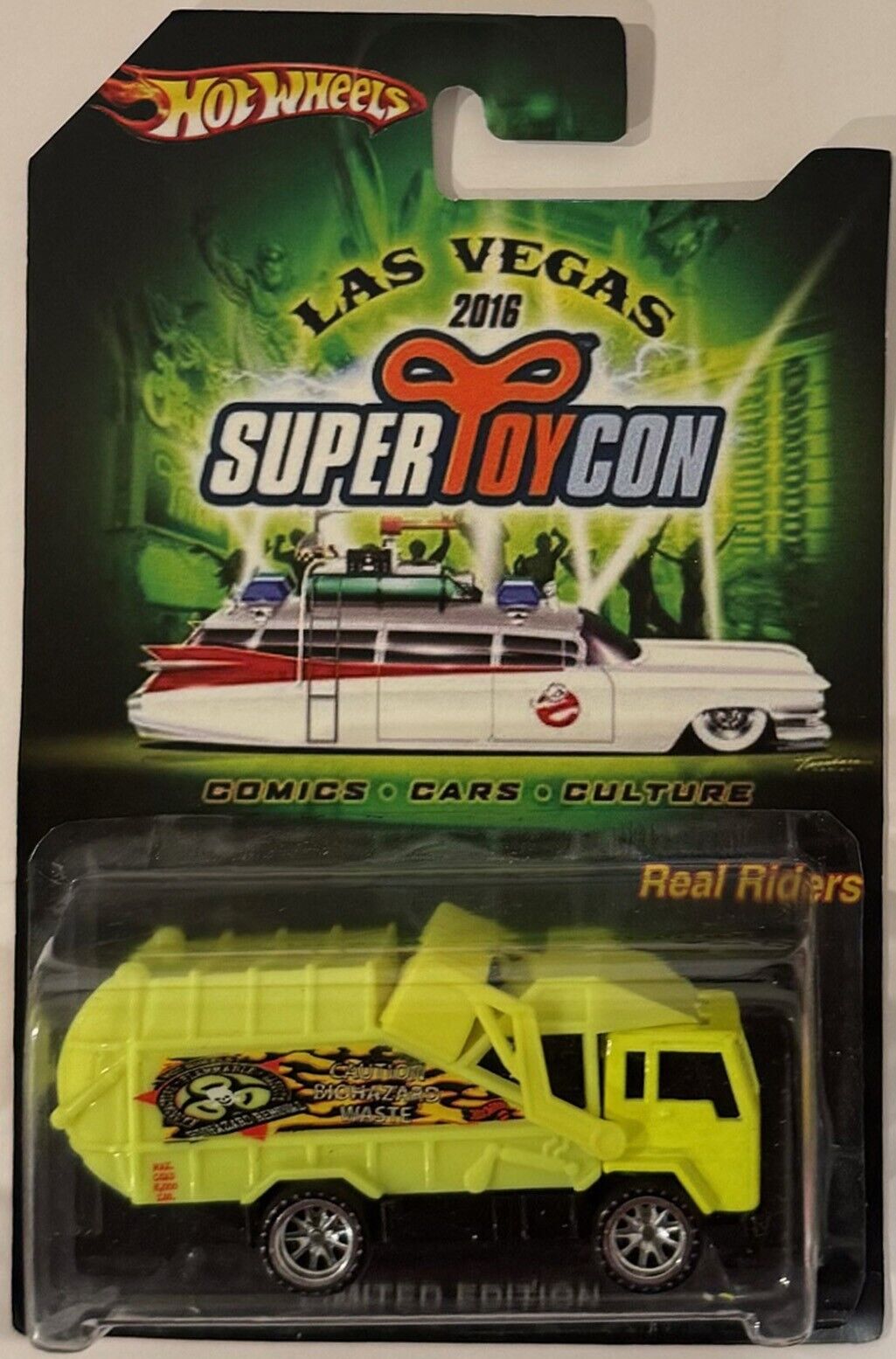 Yellow Recycling garbage Truck Custom Hot Wheels 2016 Vegas Convention w/RR