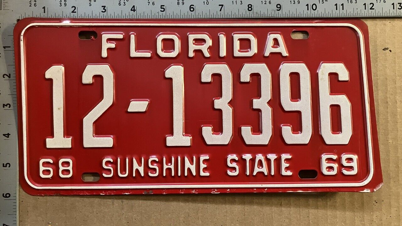 1968 1969 Florida license plate 12-13 396 YOM DMV Lake Chevy BIG BLOCK 13331