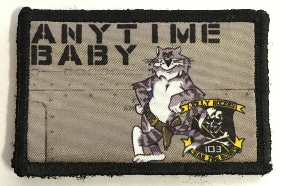 F14 Tomcat ANYTIME BABY Morale Patch Jolly Rogers Military Army Tactical Flag 