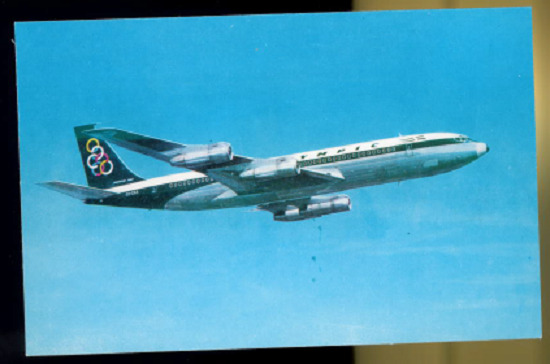 Olympic Airways Postcard - Vintage 1960\'s Olympic Air Boeing 707-320 Jet Card