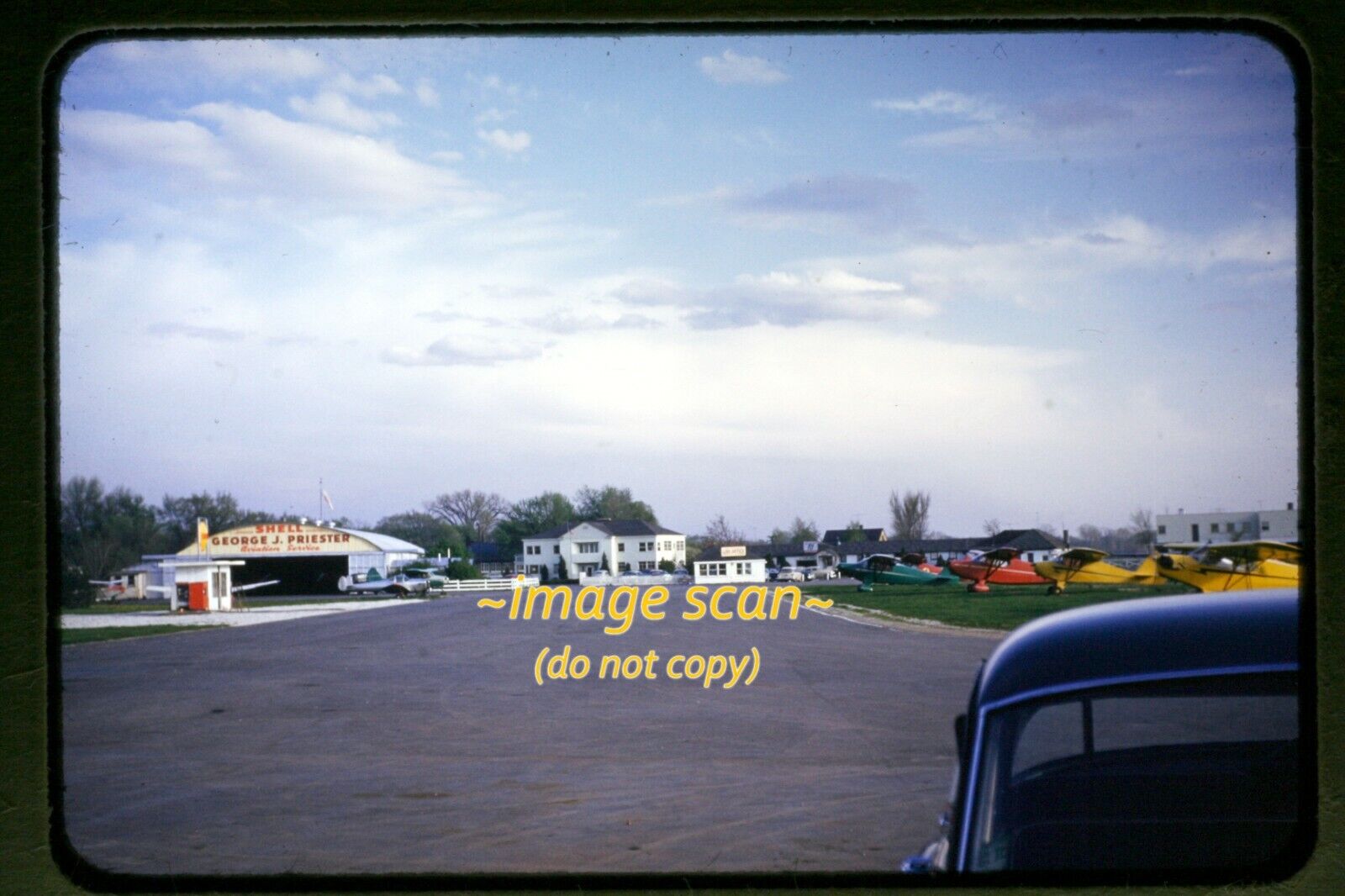 Private Aircraft at Wheeling, Illinois Airport in 1950\'s, Original Slide g15b