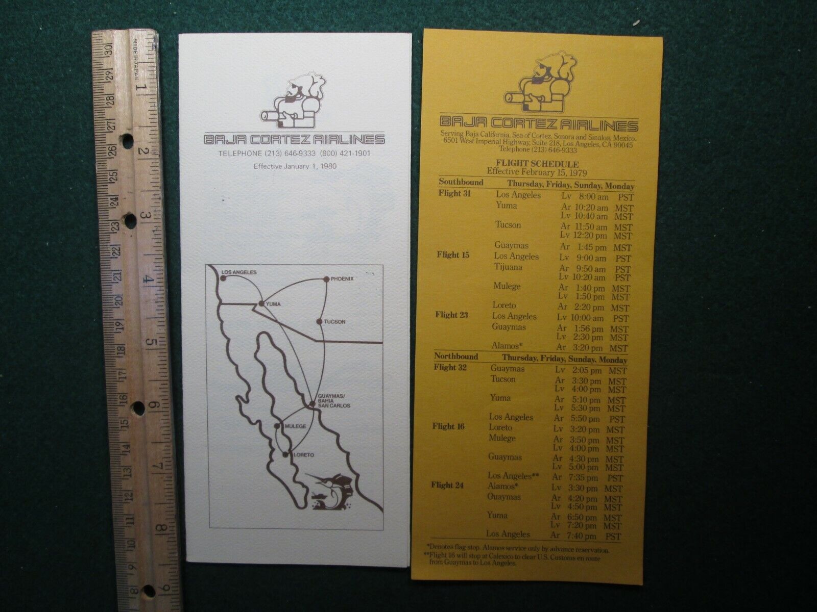 1979 & 1980 Baja Cortez Airlines Airlines Timetables Schedules   32