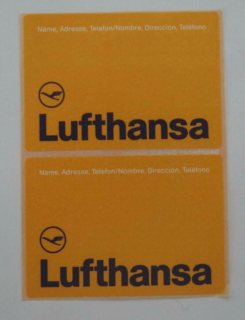 Promotional Stickers Lufthansa Baggage Label 2 Piece Address Kranich 1990