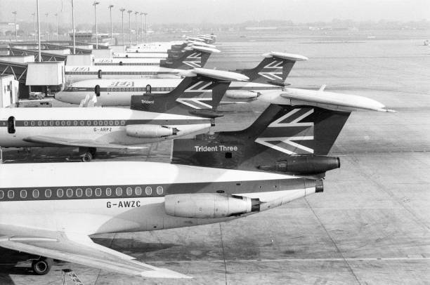 1971 Bea Trident Airliners Idle At Heathrow Airport OLD PHOTO