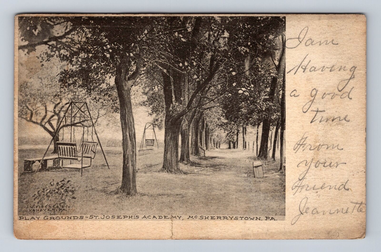 McSherrystown PA-Pennsylvania, Grounds St Josephs Academy Vintage c1907 Postcard