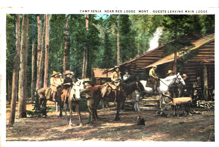 Vintage Camp Senia Near Red Lodge MT Main Lodge Postcard J.L. Robbins Co. A10