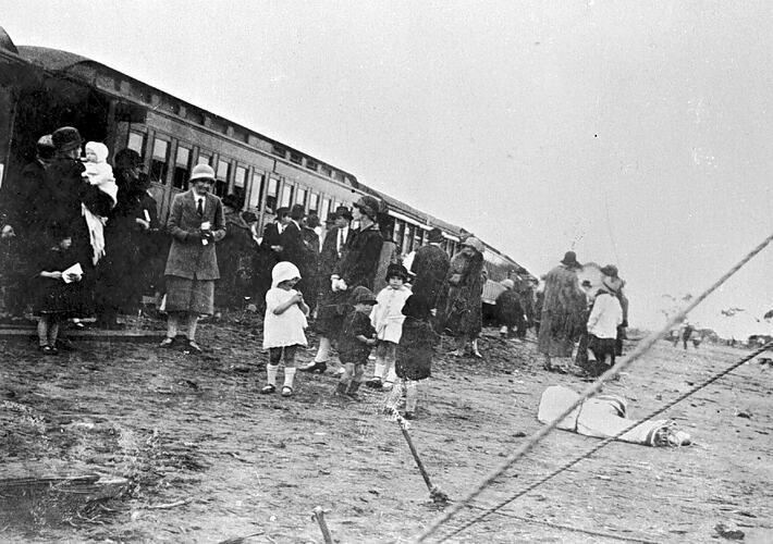 Group Inspecting \'Better Farming Train\', Underbool, Victoria, 1927 Old Photo
