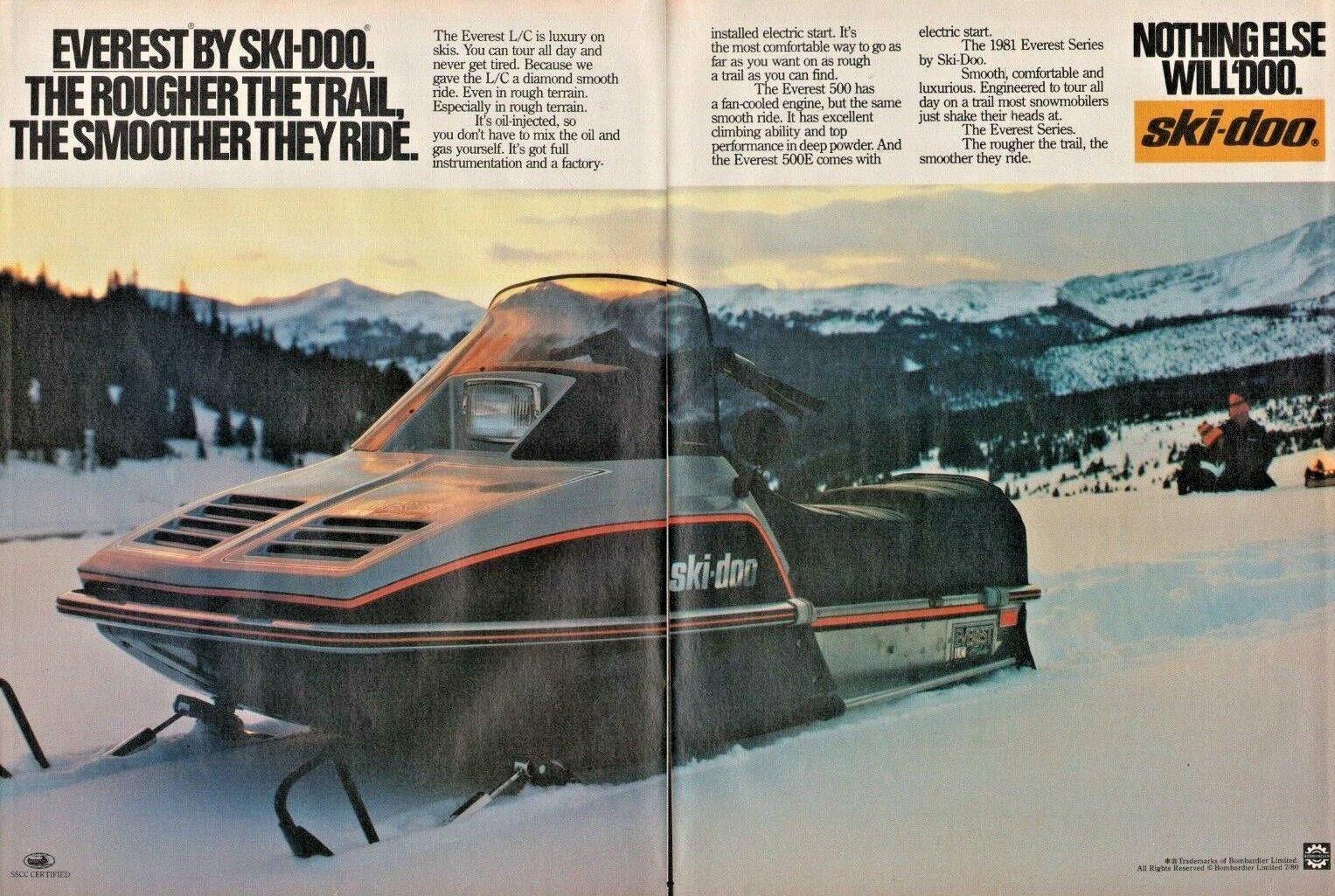 1981 Ski-Doo Everest L/C Snowmobile - 2-Page Vintage Ad