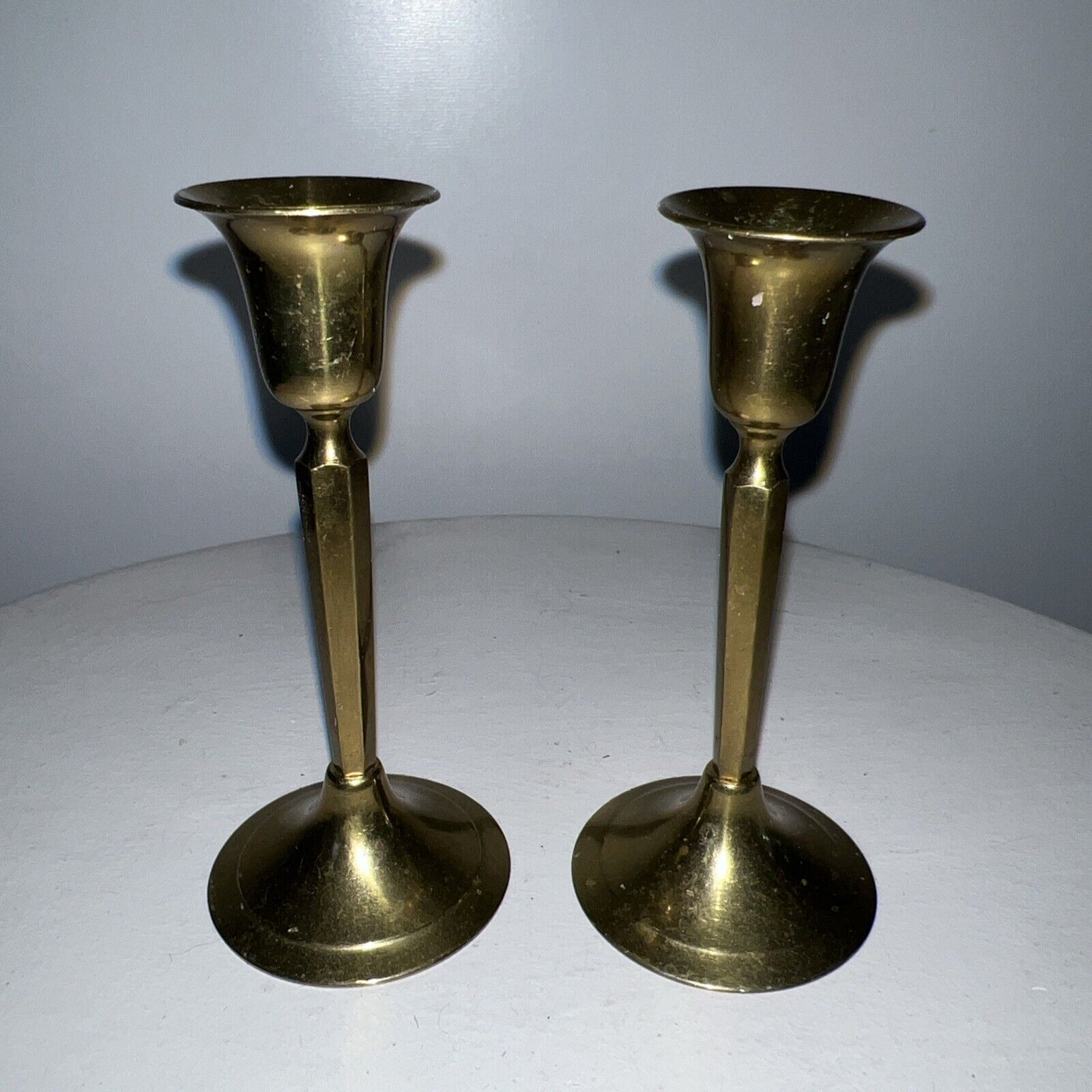Pair Vintage Brass Candlesticks Taper Holders 3.5\