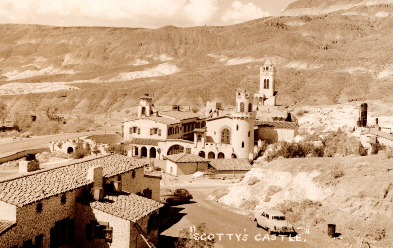 c1954 RPPC Scotty's Castle DEATH VALLEY CA VINTAGE Real Photo Postcard Red 2c