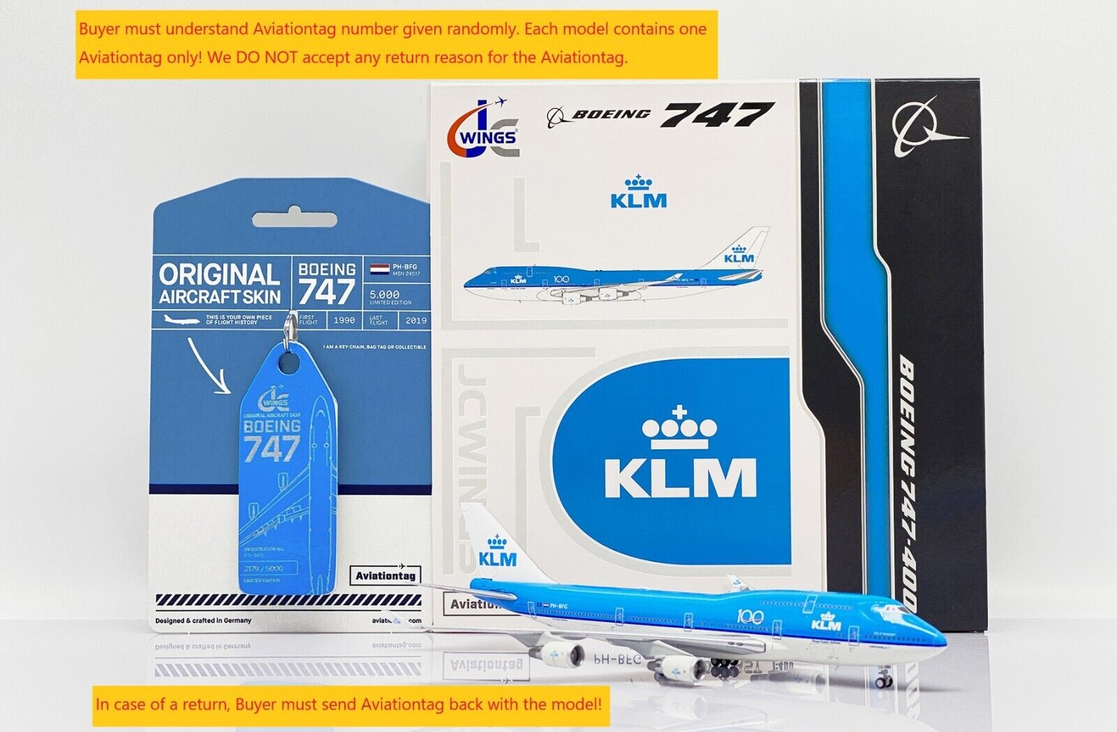 [TAG] KLM B747-400 Reg: PH-BFG JC Wings Scale 1:400 Diecast XX40117 (E)
