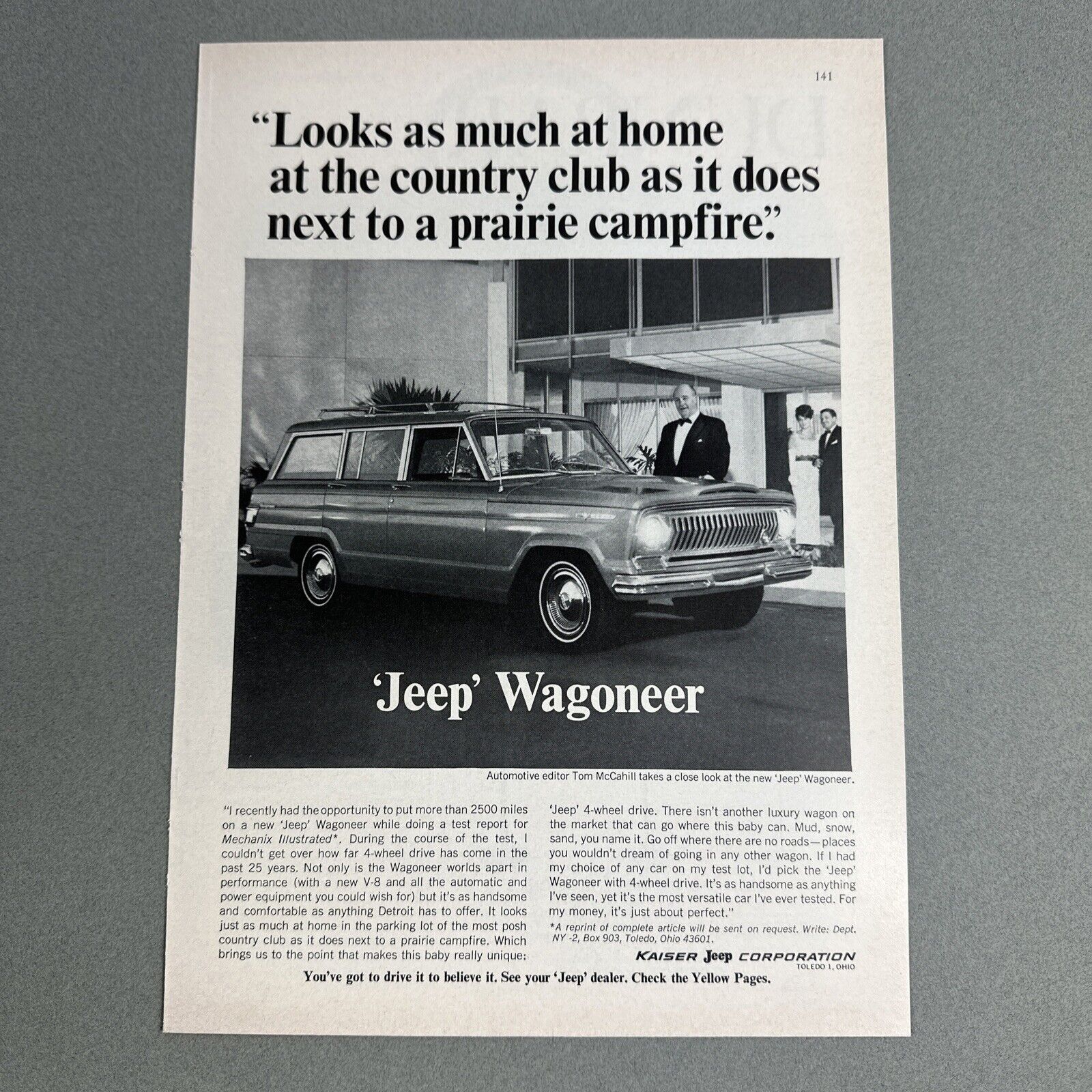 1966 Kaiser PRINT AD JEEP Wagoneer Country Club and Campfires
